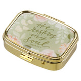 He Restores My Soul Epoxy Gold Metal Pill Case with Mirror
