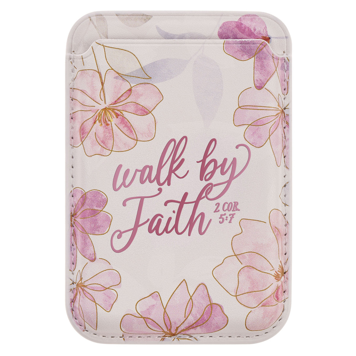Walk by Faith Pink Floral Magnetic Faux Leather Phone Wallet