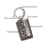 Be Strong and Courageous Metal and Faux Leather Keychain