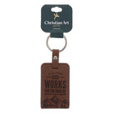 In All Things God Works for the Good of Those Who Love Him Faux Leather Keychain