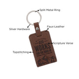 In All Things God Works for the Good of Those Who Love Him Faux Leather Keychain