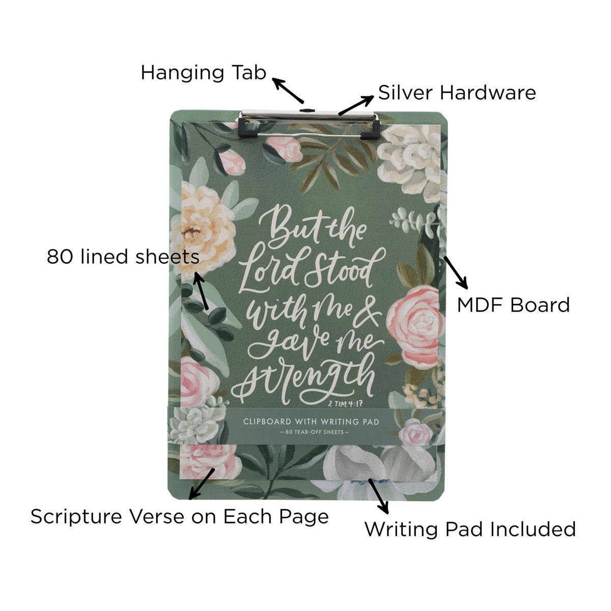 But the Lord Stood with Me and Gave me Strength Clipboard with Notepad