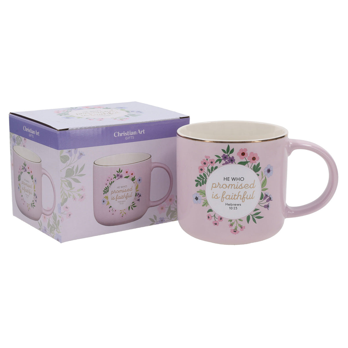 He Who Promised Is Faithful Pink Floral Ceramic Mug