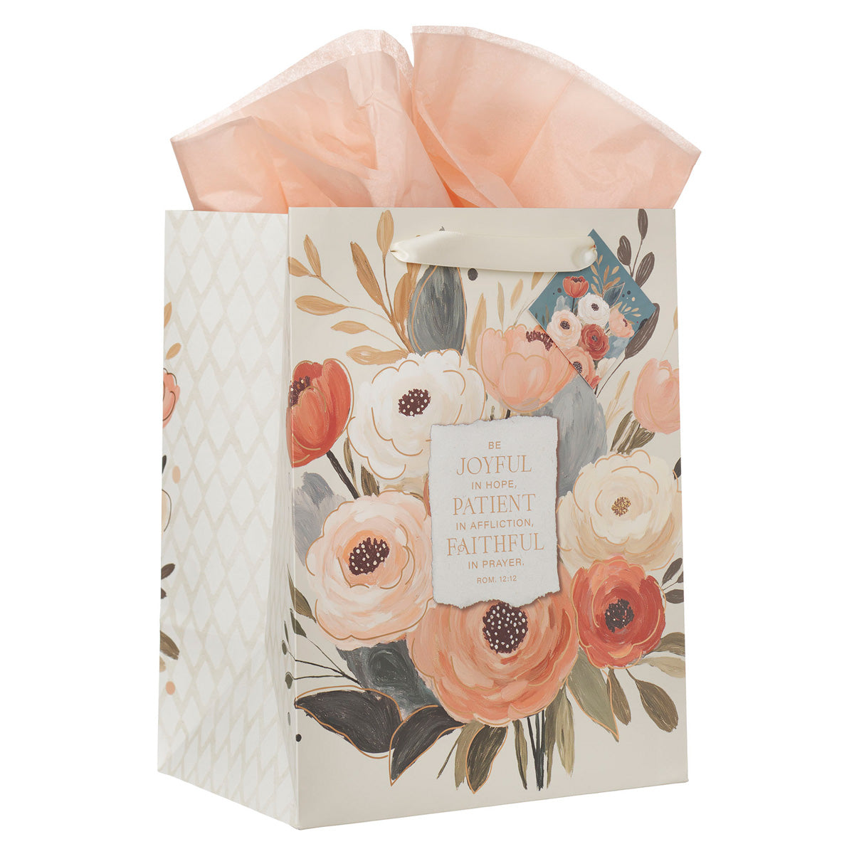 Be Joyful in Hope, Patient in Affliction Portrait Gift Bag with Gift Tag