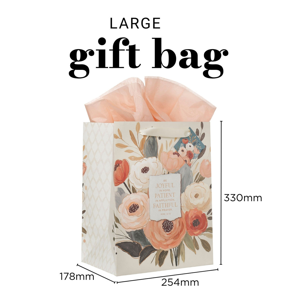 Be Joyful in Hope, Patient in Affliction Portrait Gift Bag with Gift Tag