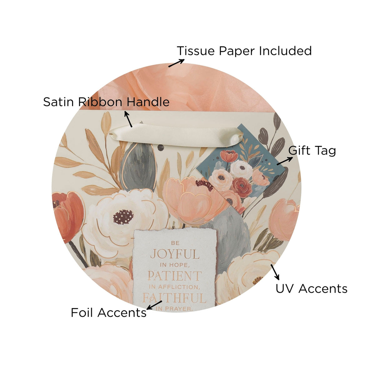 Be Joyful in Hope, Patient in Affliction Portrait Gift Bag with Gift Tag