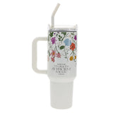A Mother's Love Is Always in Bloom Large Stainless Steel Mug with Handle and Straw