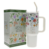 A Mother's Love Is Always in Bloom Large Stainless Steel Mug with Handle and Straw