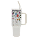 A Mother's Love Is Always in Bloom Large Stainless Steel Mug with Handle and Straw