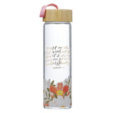 Trust in the Lord with All Your Heart Floral Glass Water Bottle with Bamboo Lid