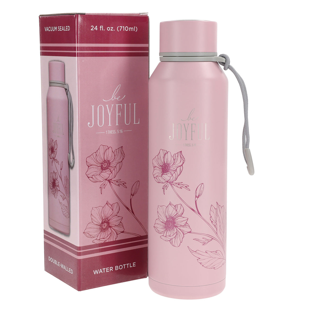 Be Joyful Pink Stainless Steel Water Bottle
