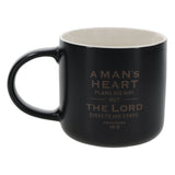 A Man's Heart Plans His Way Black Ceramic Mug