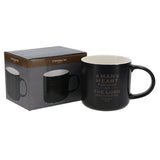 A Man's Heart Plans His Way Black Ceramic Mug
