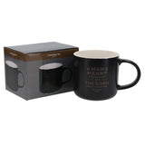 A Man's Heart Plans His Way But the Lord Directs His Steps Black Ceramic Mug