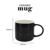 A Man's Heart Plans His Way But the Lord Directs His Steps Black Ceramic Mug