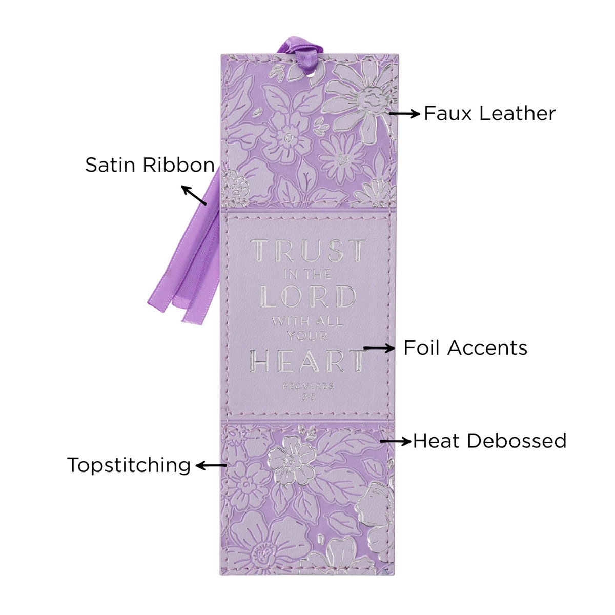 Trust in the Lord with All Your Heart Faux Leather Bookmark