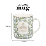 She Is Clothed with Strength and Dignity Floral Ceramic Mug