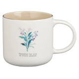 Thinking of You Four-Piece Cream and Taupe Ceramic Mug Set