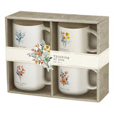 Thinking of You Four-Piece Cream and Taupe Ceramic Mug Set