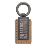 Be Strong in the Lord and in His Mighty Power Faux Leather and Metal Keychain