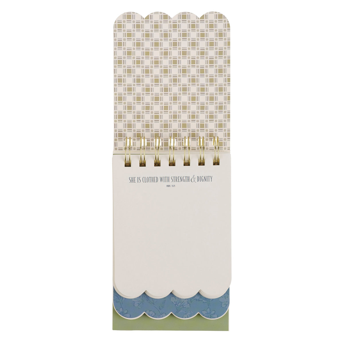 She Is Clothed with Strength and Dignity Blue Floral Three-Layer Wirebound Notepad