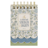 She Is Clothed with Strength and Dignity Blue Floral Three-Layer Wirebound Notepad