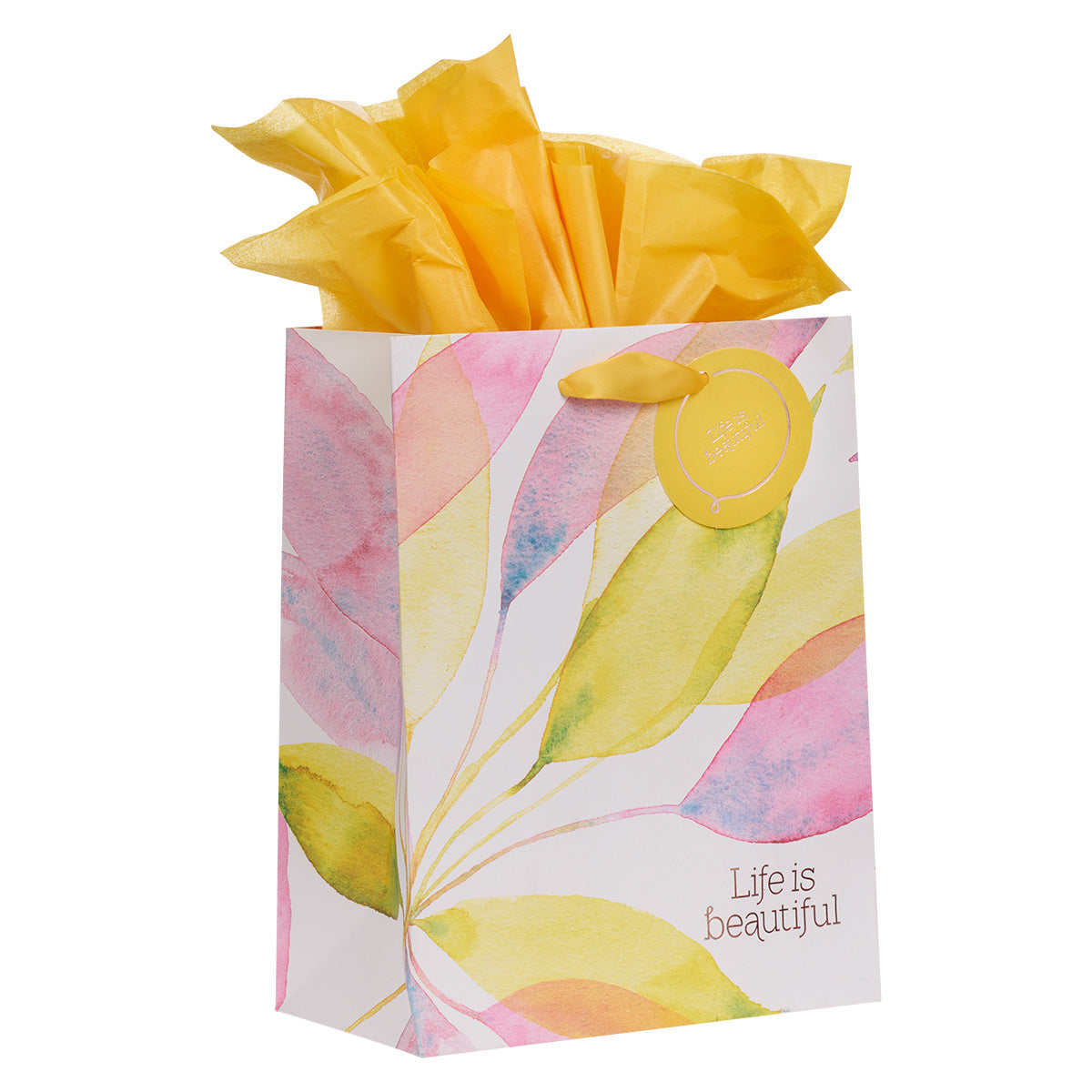 Life is Beautiful Citrus Leaves Medium Gift Bag with Gift Tag