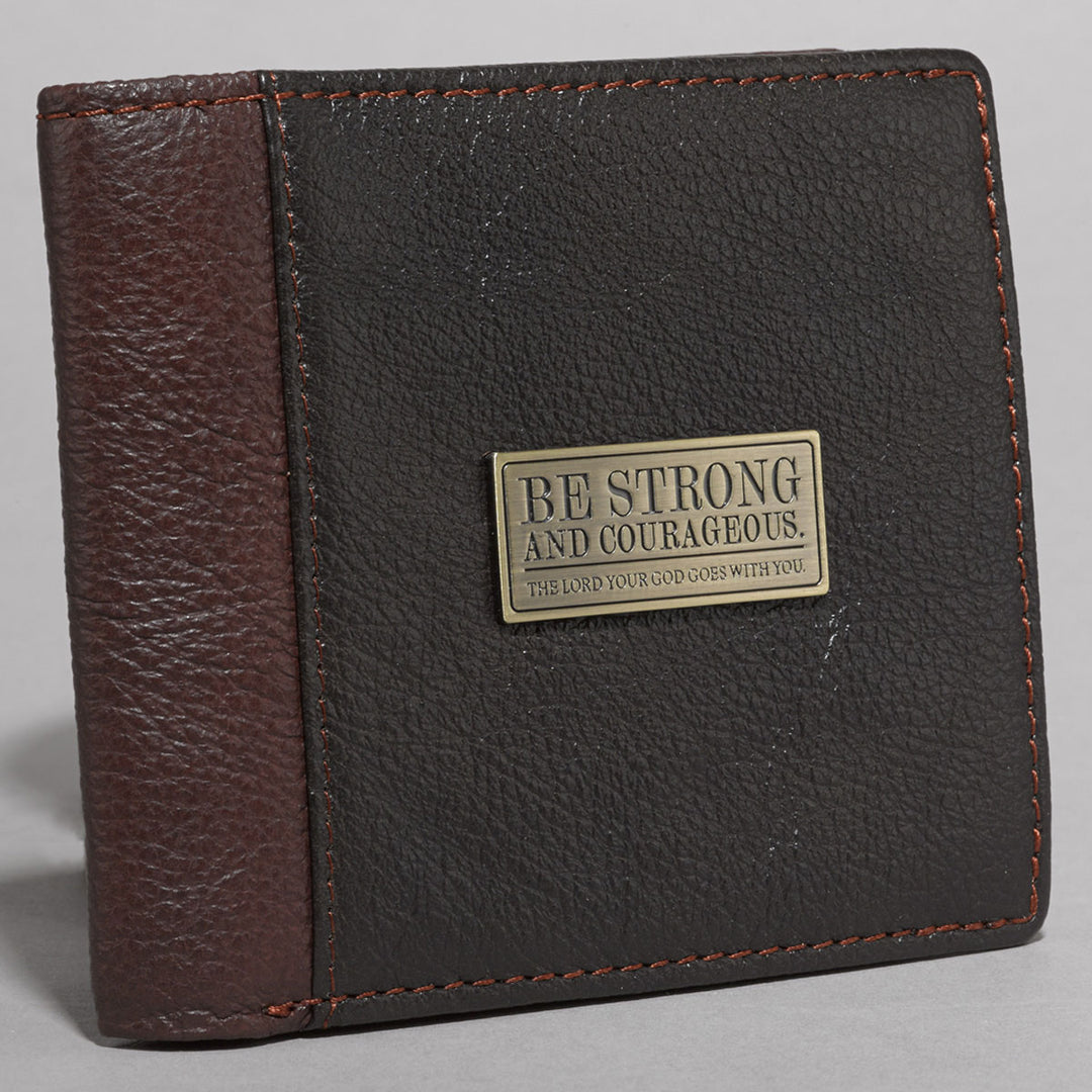 Be Strong And Courageous Brown (Genuine Leather Wallet)