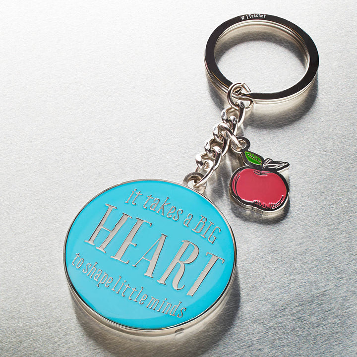 It Takes A Big Heart To Shape Little Minds Navy Metal Key Ring In A Tin