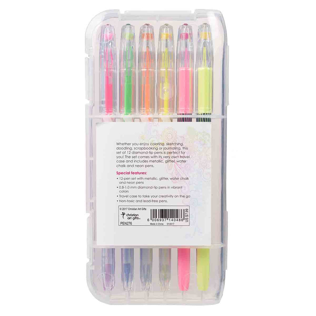 Veritas Twelve Piece Pink Label Assorted Coloring Gel Pen Set