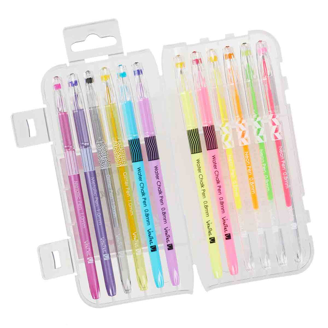 Veritas Twelve Piece Pink Label Assorted Coloring Gel Pen Set