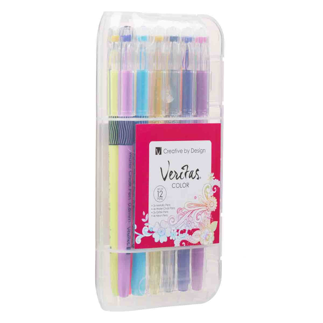 Veritas Twelve Piece Pink Label Assorted Coloring Gel Pen Set