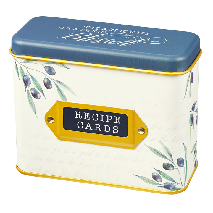 Thankful, Grateful, Blessed Recipe Cards In Tin