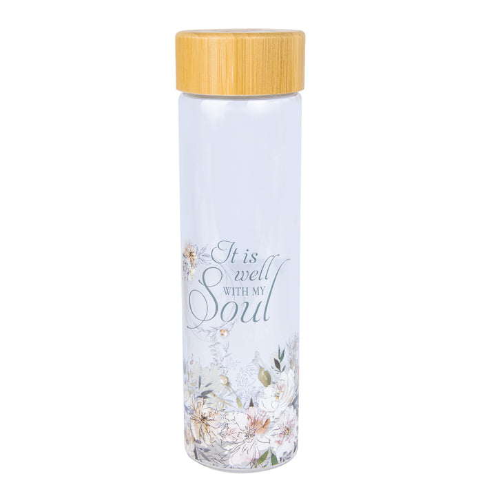 It Is Well With My Soul Glass Water Bottle With Sleeve