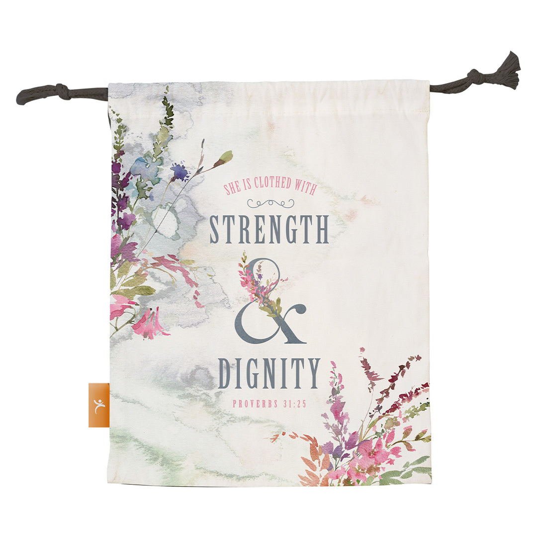 She Is Clothed With Strength And Dignity Large Drawstring Bag - Prov. 31:25