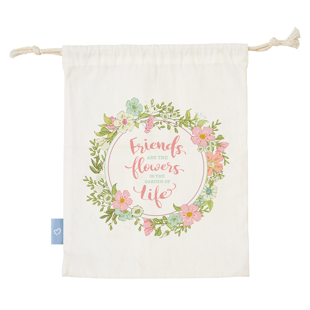 Friends Are Like Flowers In The Garden Of Life Large Drawstring Bag