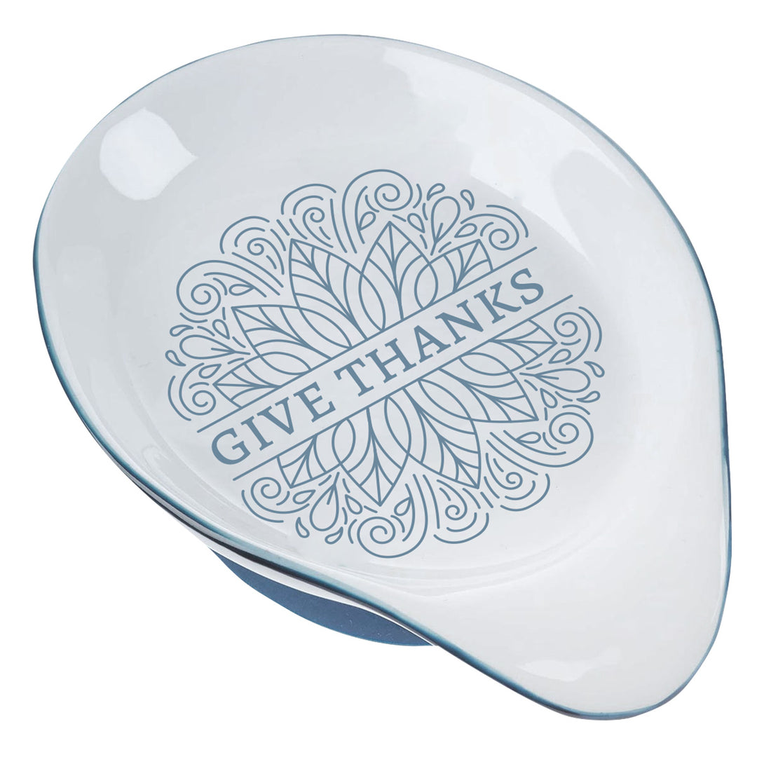 Give Thanks White Ceramic Spoon Rest