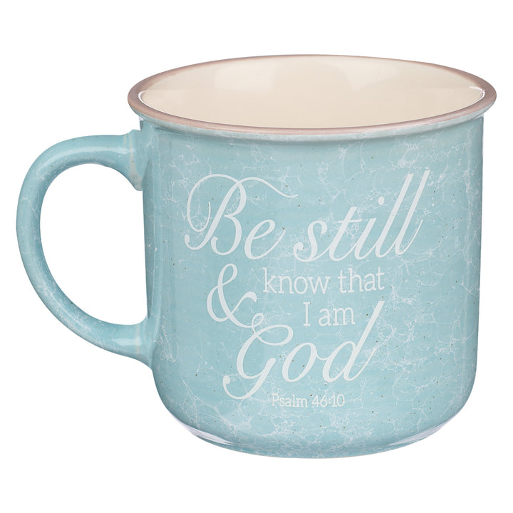 Be Still & Know That I Am God Blue Ceramic Mug - Psalm 46:10