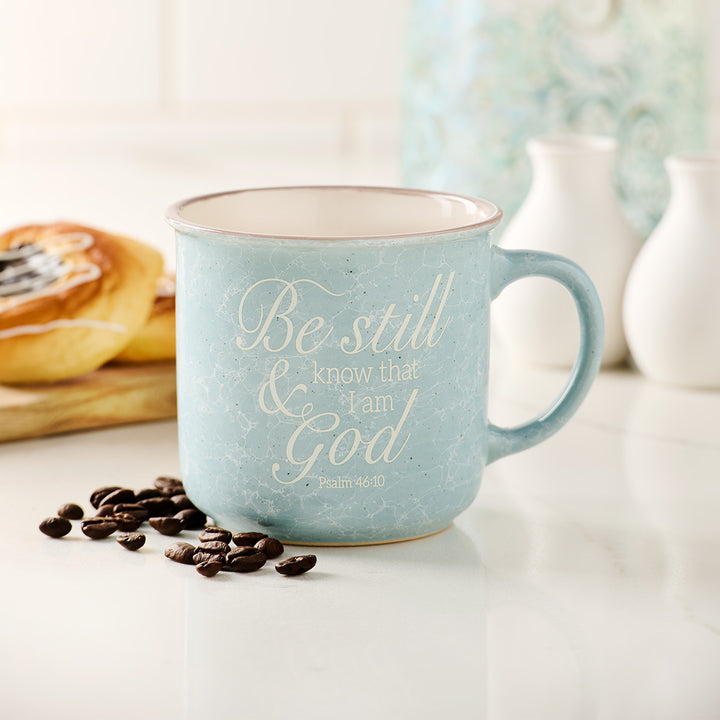 Be Still & Know That I Am God Blue Ceramic Mug - Psalm 46:10