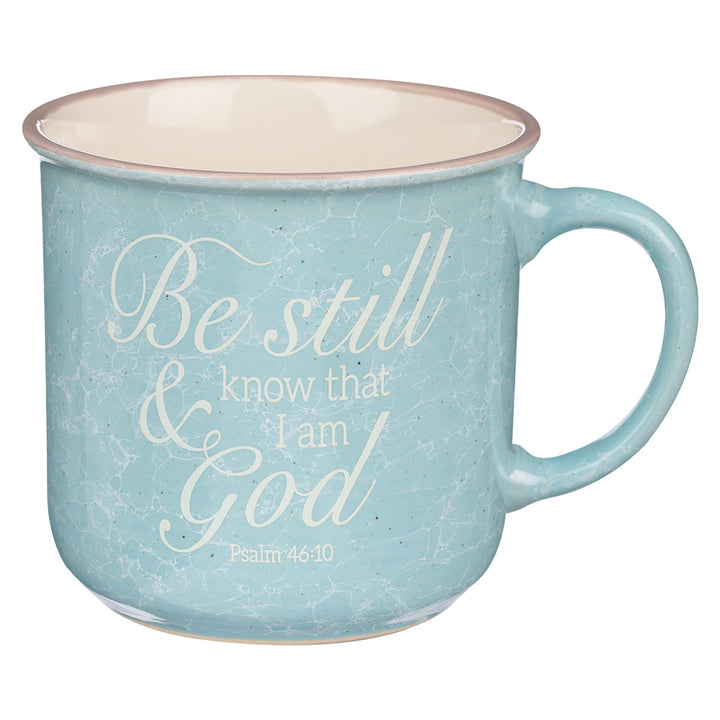 Be Still & Know That I Am God Blue Ceramic Mug - Psalm 46:10