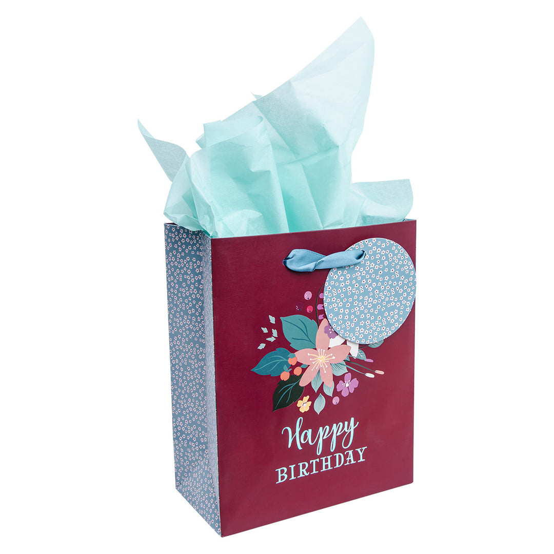 Happy Birthday Red Small Gift Bag With Gift Tag