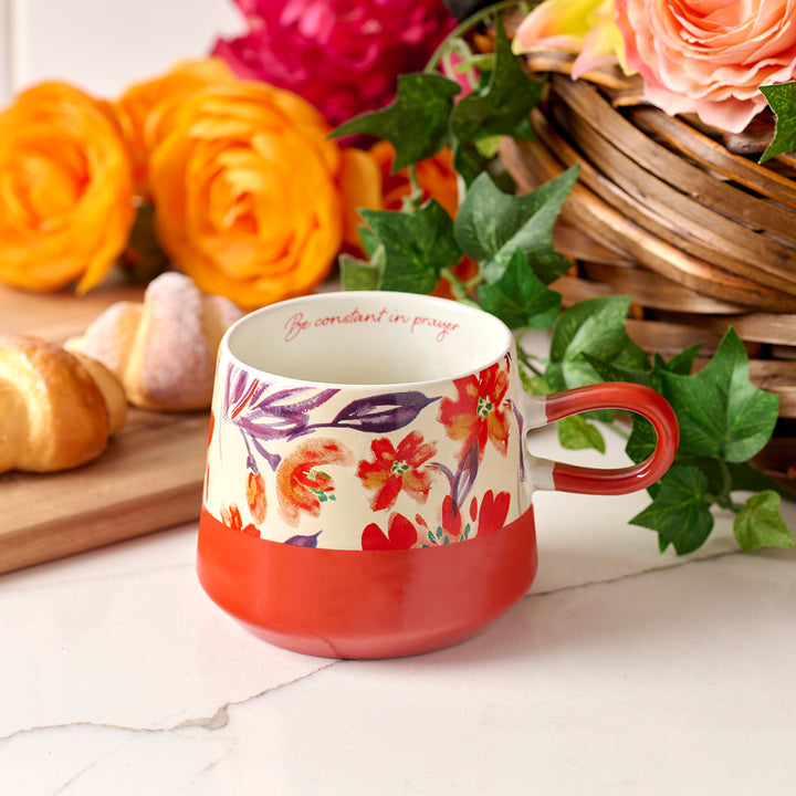 Be Constant In Prayer Floral Orange Double Mold Ceramic Mug