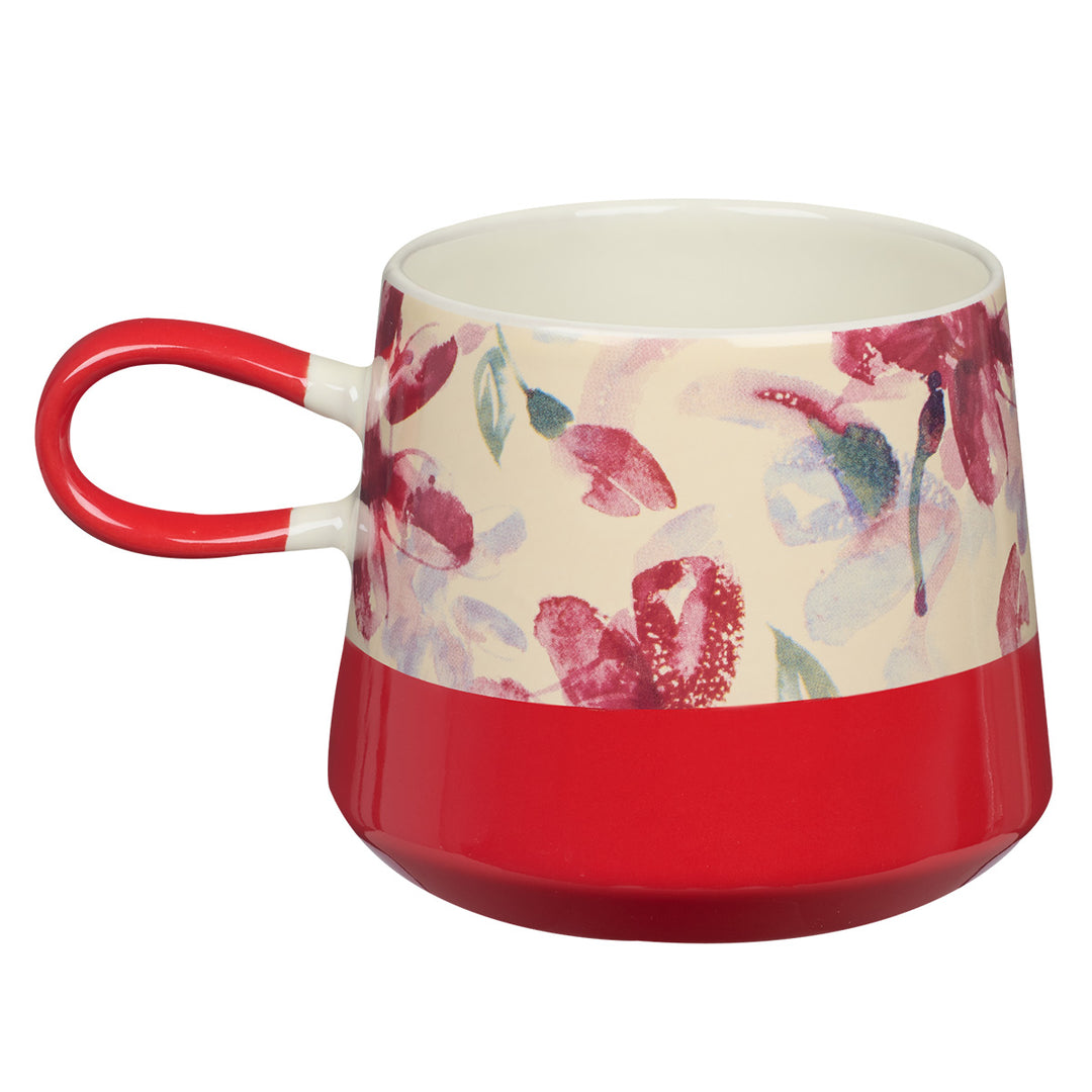 Pray And Never Give Up Floral Red Double Mold Ceramic Mug