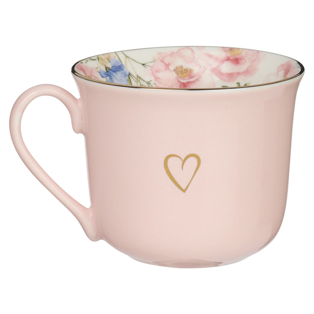 You Are Loved Pink With Flower Interior Ceramic Mug