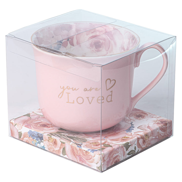 You Are Loved Pink With Flower Interior Ceramic Mug