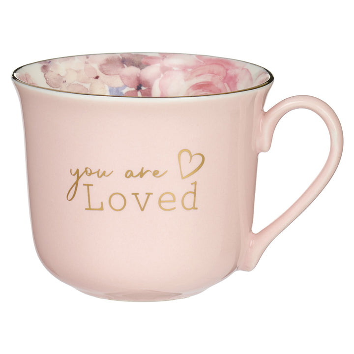 You Are Loved Pink With Flower Interior Ceramic Mug