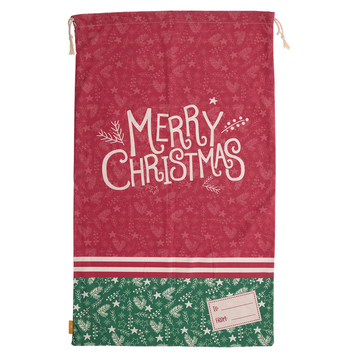 Merry Christmas Jumbo Canvas Drawstring Bag