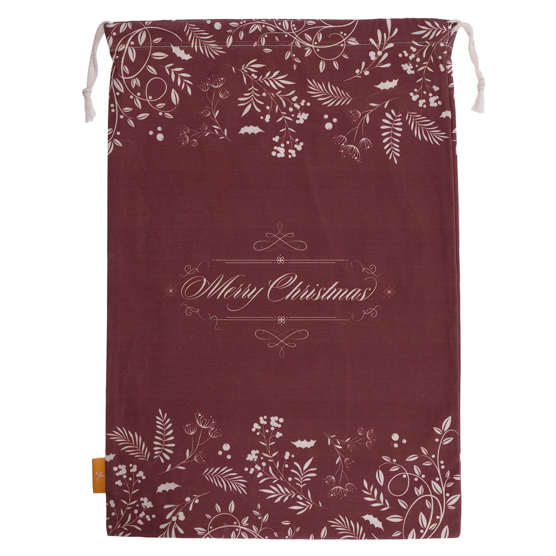 Merry Christmas Red Extra Large Cotton Drawstring Bag