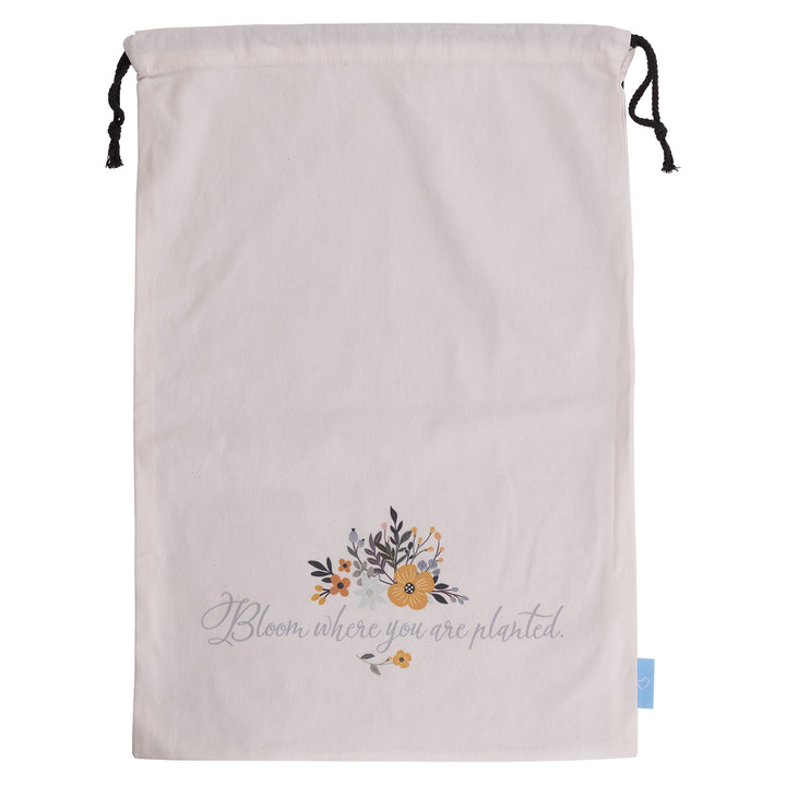 Bloom Where You Are Planted Extra Large Cotton Drawstring Bag