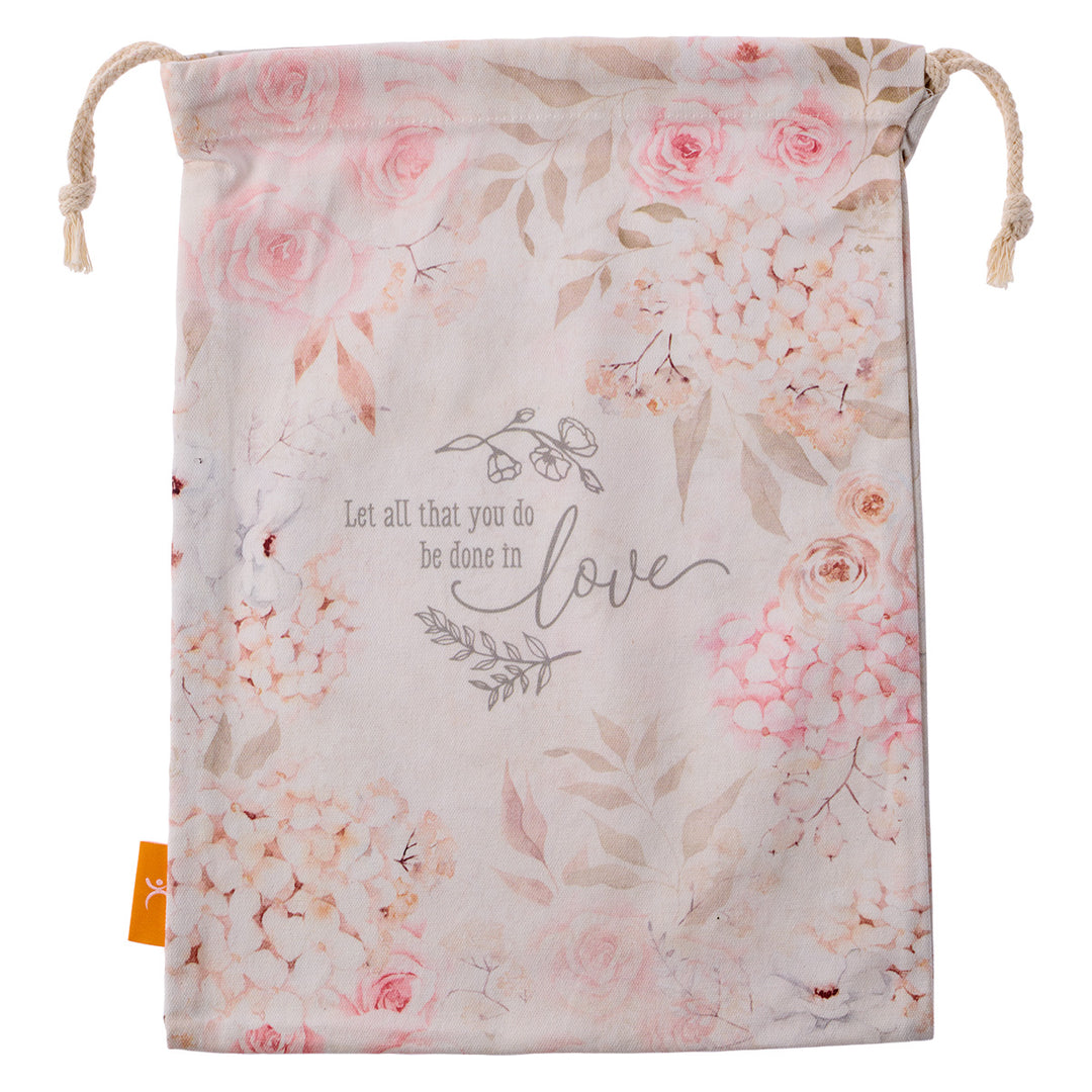 Let All That You Do Be Done In Love Large Cotton Drawstring Bag